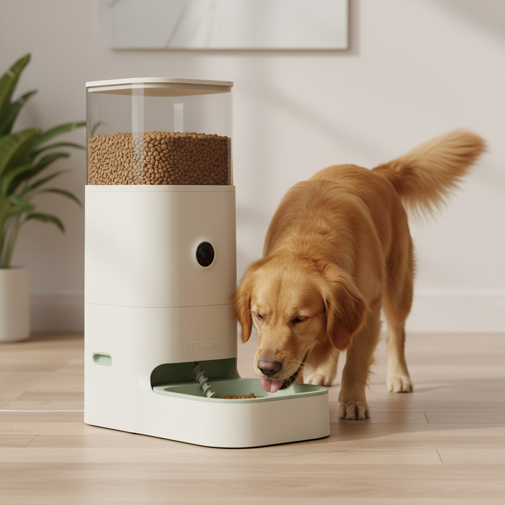 Automatic dog feeder with camera and dog