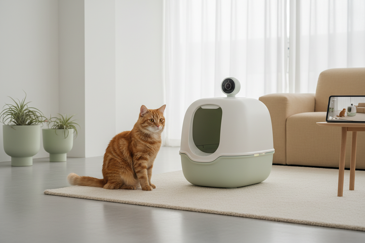 Smart cat litter box with camera - landscape